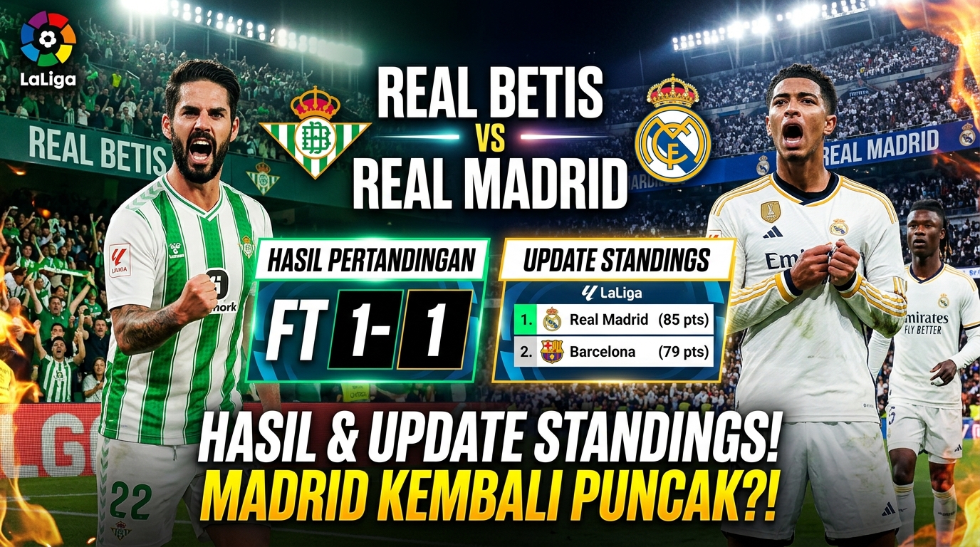 Real Betis vs Real Madrid: Update standings dan hasil pertandingan