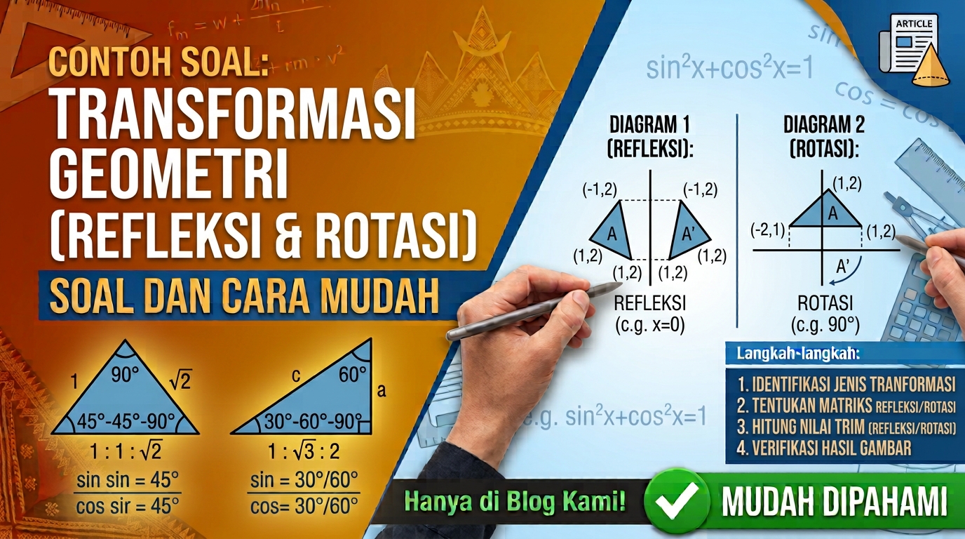 Contoh Soal Tranformasi Geometri Refleksi dan Rotasi beserta Cara Mengerjakannya