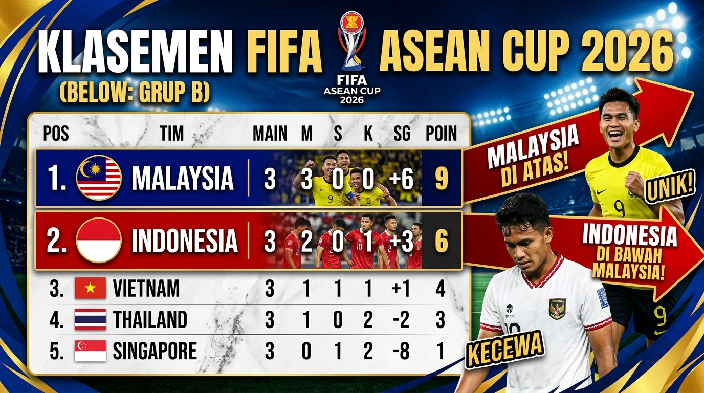 Klasemen FIFA ASEAN Cup 2026: Indonesia di Bawah Malaysia