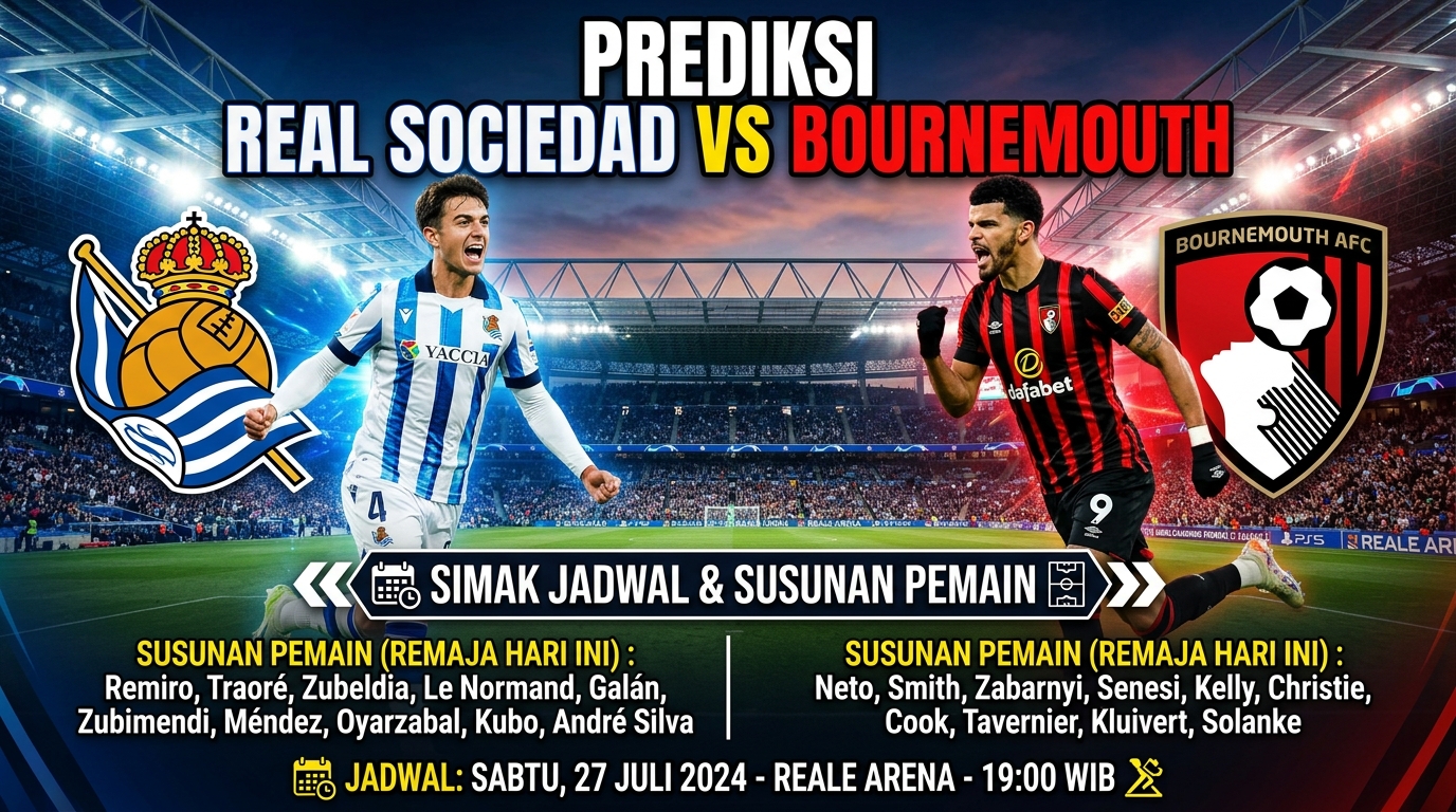 Prediksi Real Sociedad vs Bournemouth, Simak Jadwal dan Susunan Pemain