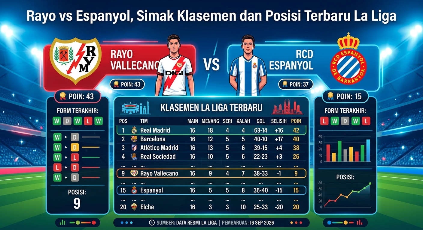 Rayo vs Espanyol, Simak Klasemen dan Posisi Terbaru La Liga