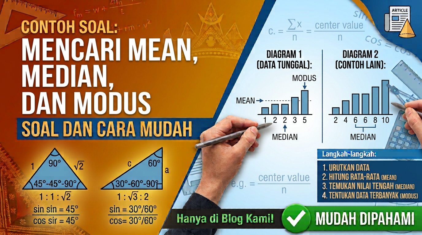 Contoh Soal Mencari Mean, Median, dan Modus Data Tunggal beserta Cara Mengerjakannya