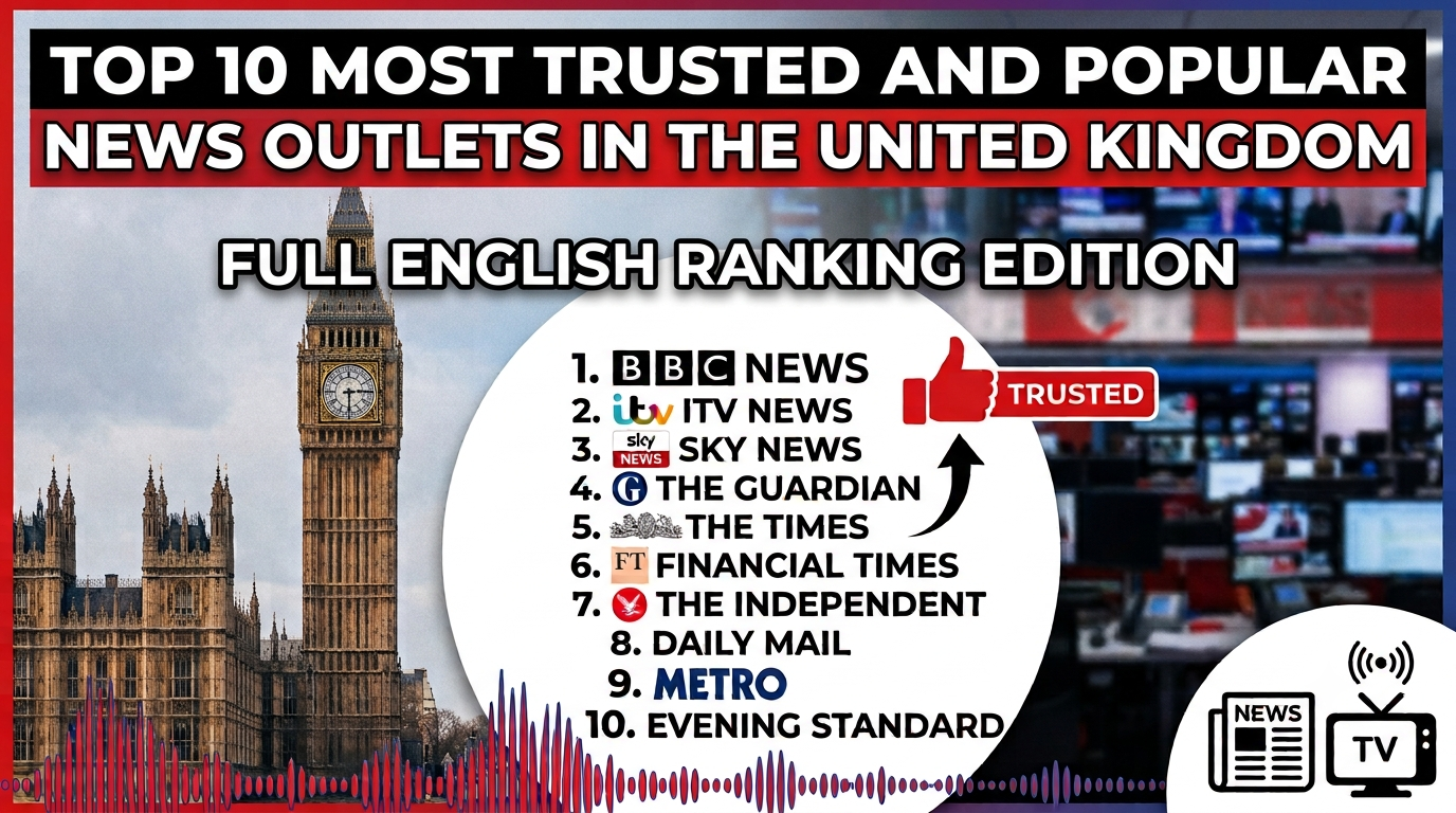 Top 10 Most Trusted and Popular News Outlets in the United Kingdom