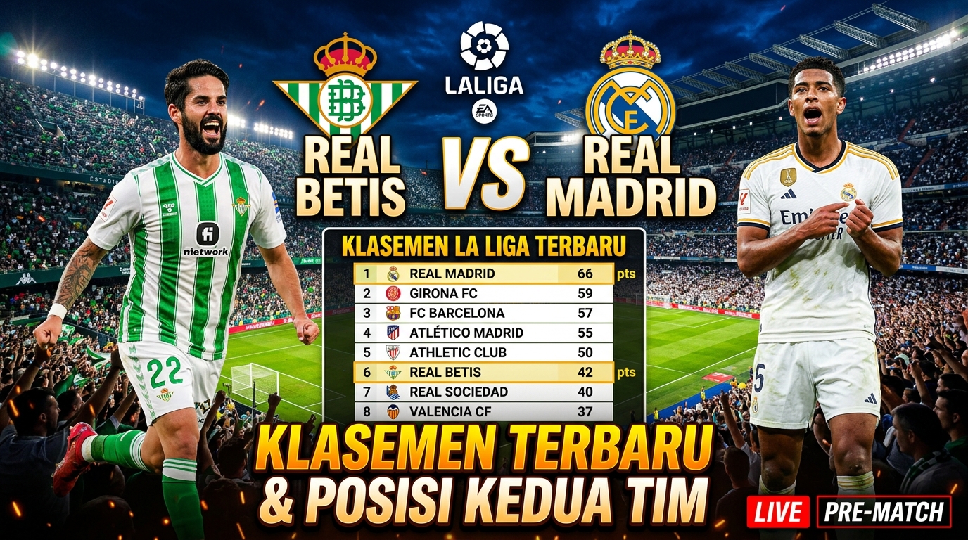 Real Betis vs Real Madrid: Klasemen Terbaru dan Posisi Kedua Tim
