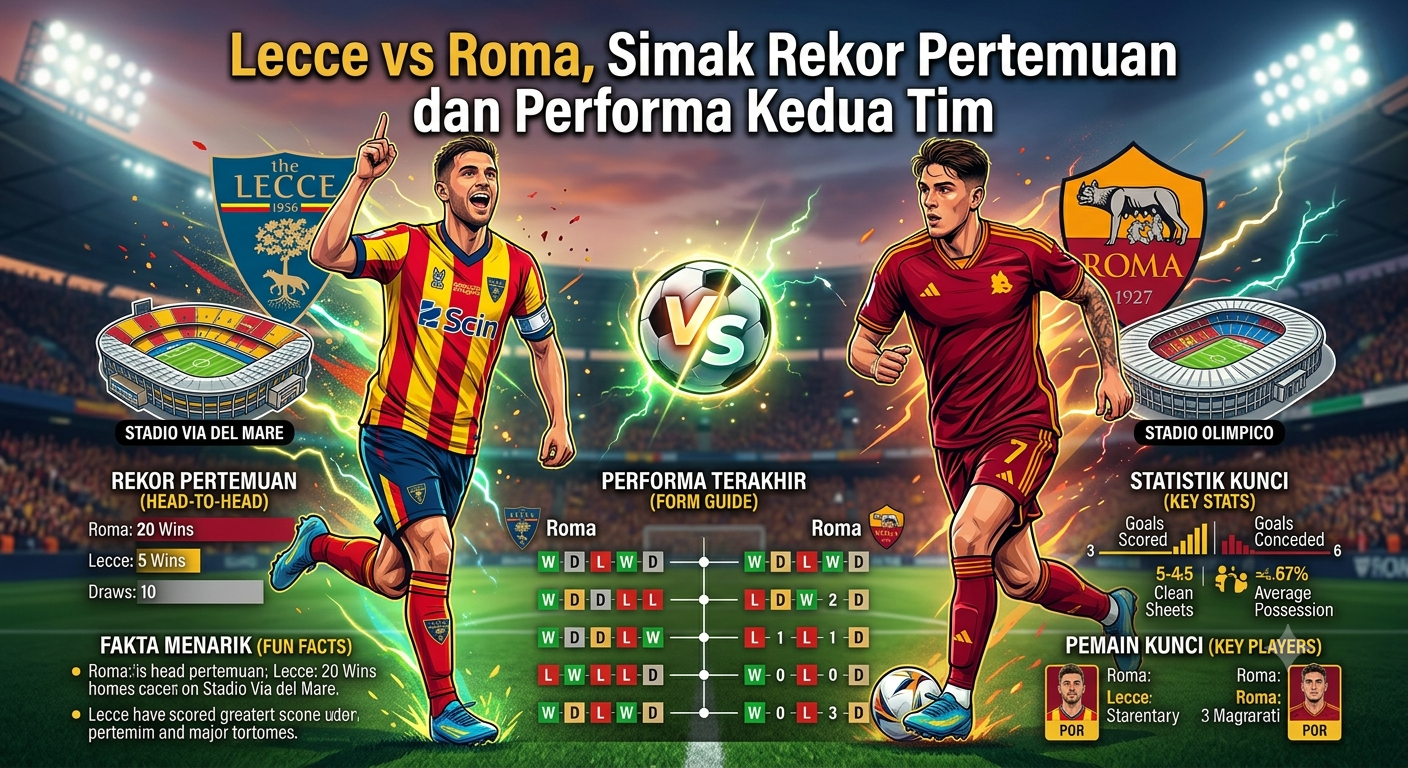 Lecce vs Roma, Simak Rekor Pertemuan dan Performa Kedua Tim