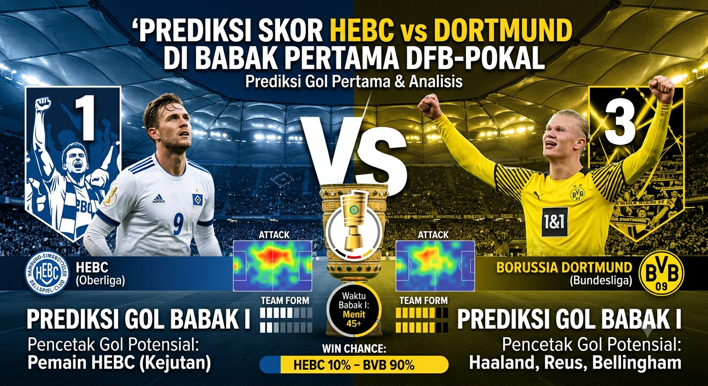 Prediksi Skor HEBC vs Dortmund di Babak Pertama DFB-Pokal: Pesta Gol Terjadi?