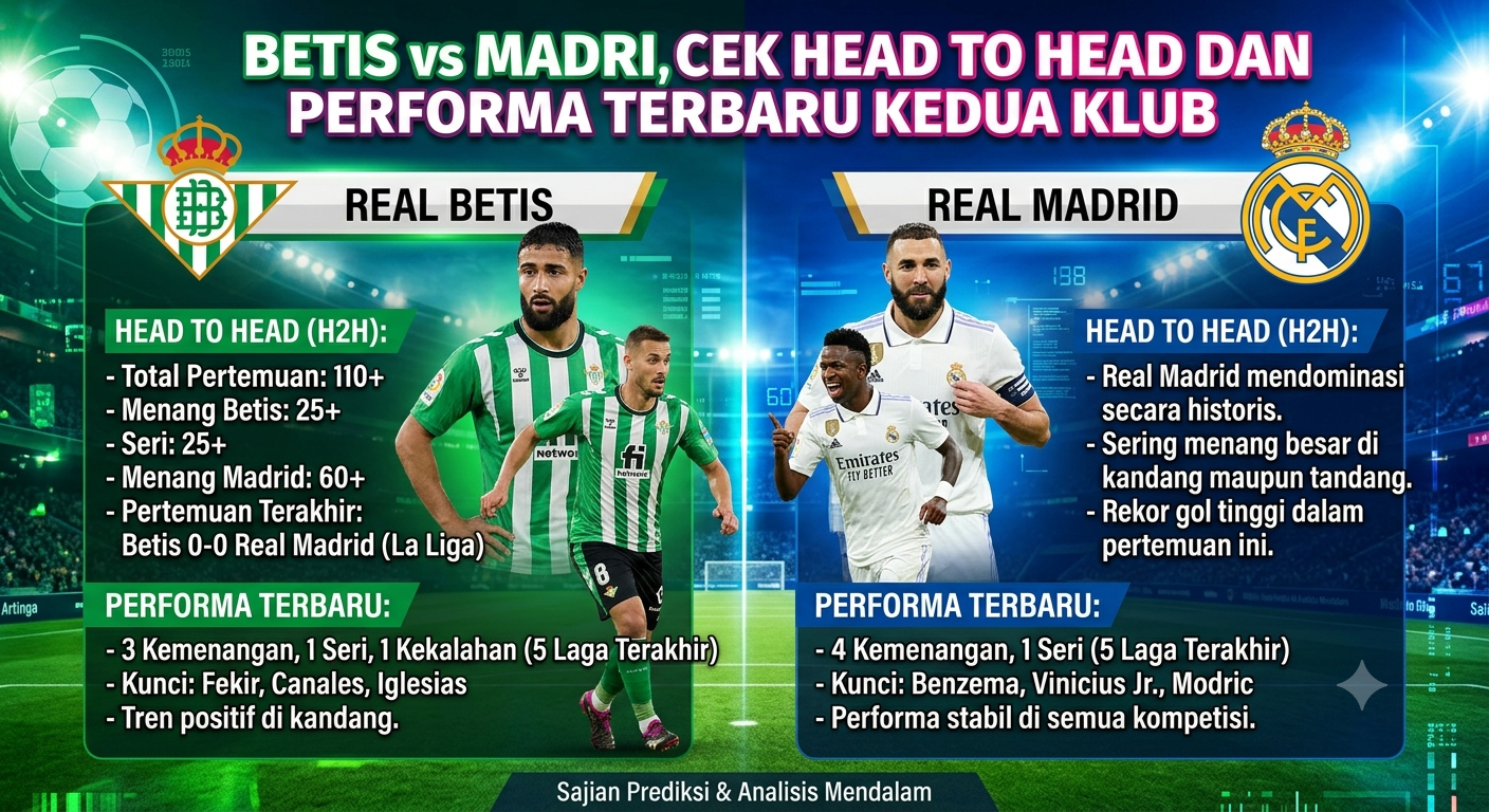 Betis vs Madrid, Cek Head to Head dan Performa Terbaru Kedua Klub