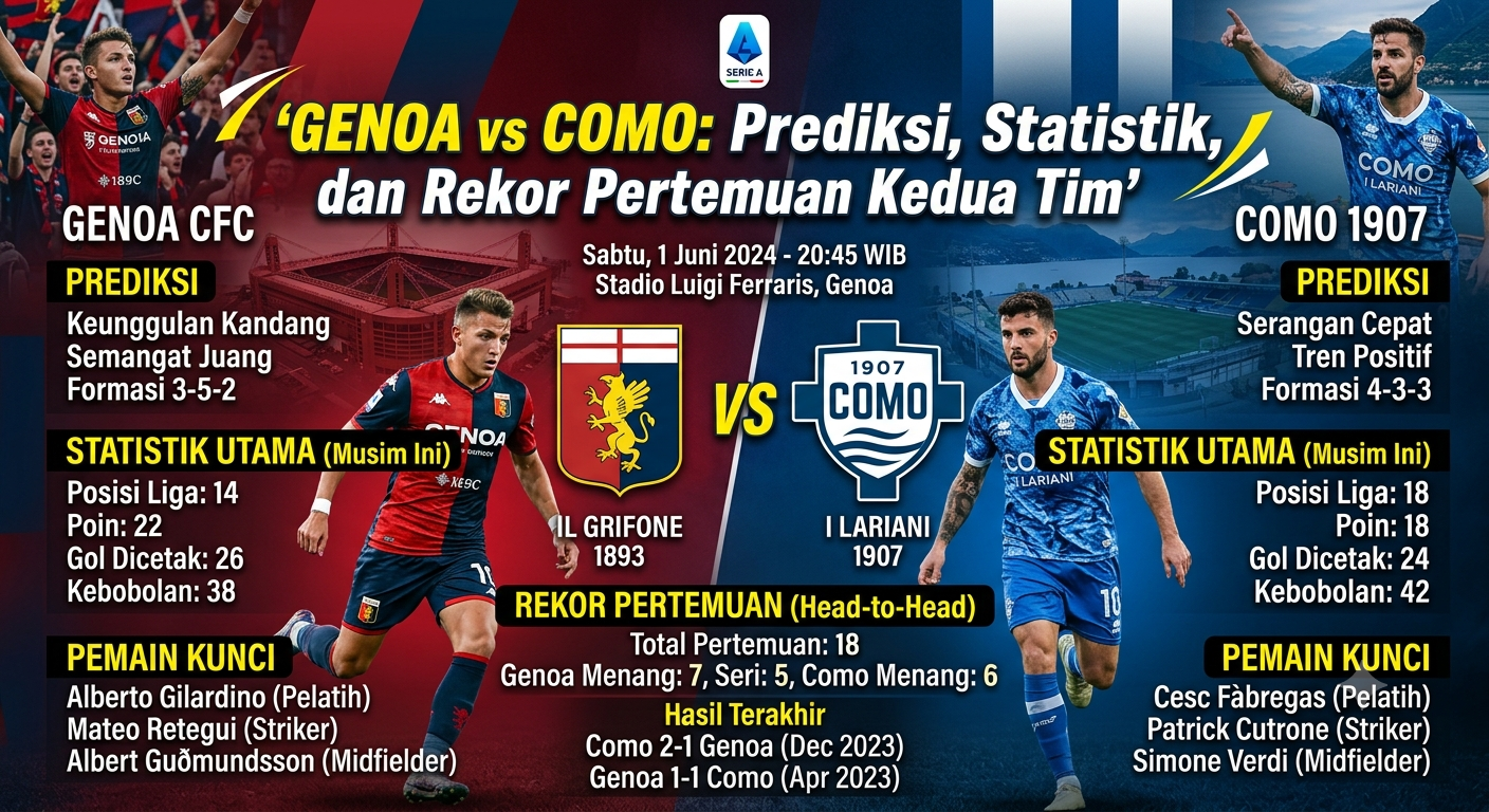 Genoa vs Como: Prediksi, Statistik, dan Rekor Pertemuan Kedua Tim
