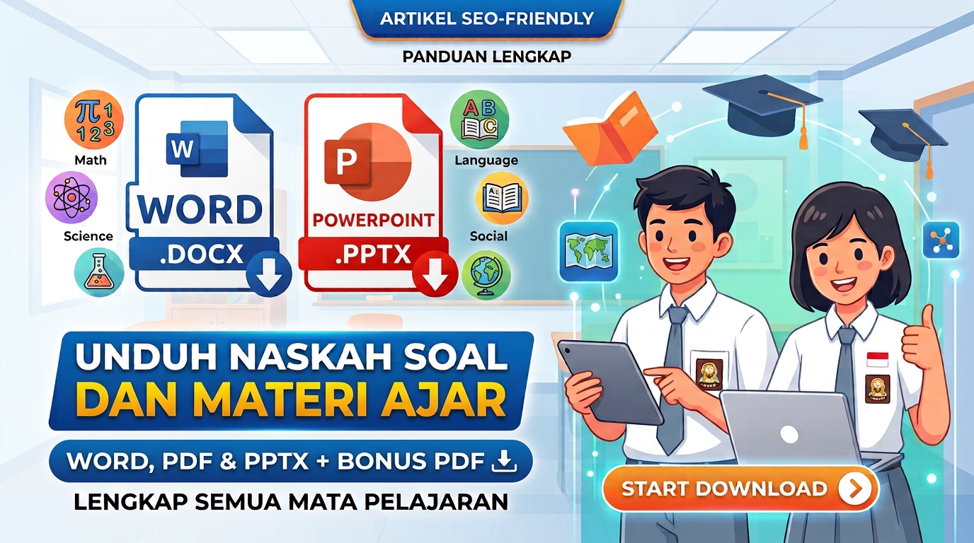Unduh Naskah Soal Ujian Sekolah Word PDF (Lengkap Semua Mata Pelajaran & Jenjang)