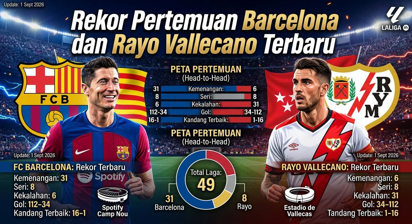 Rekor Pertemuan Barcelona dan Rayo Vallecano Terbaru