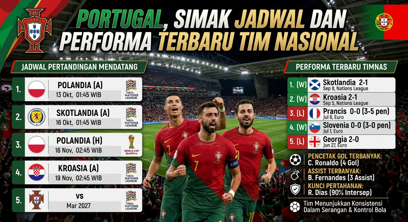 Portugal, Simak Jadwal dan Performa Terbaru Tim Nasional