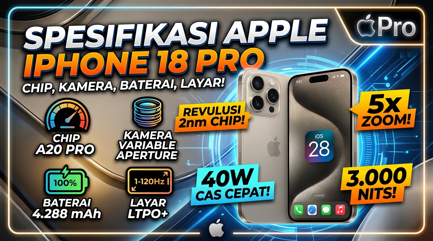Spesifikasi Apple iPhone 18 Pro: Chip, Kamera, Baterai, dan Layar