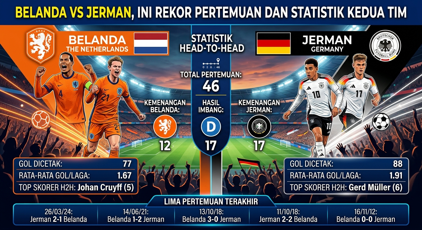 Belanda vs Jerman, Ini Rekor Pertemuan dan Statistik Kedua Tim