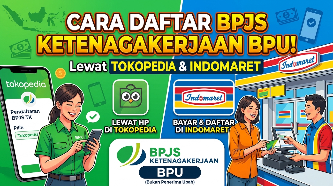 Cara Daftar BPJS Ketenagakerjaan BPU Lewat Tokopedia dan Indomaret