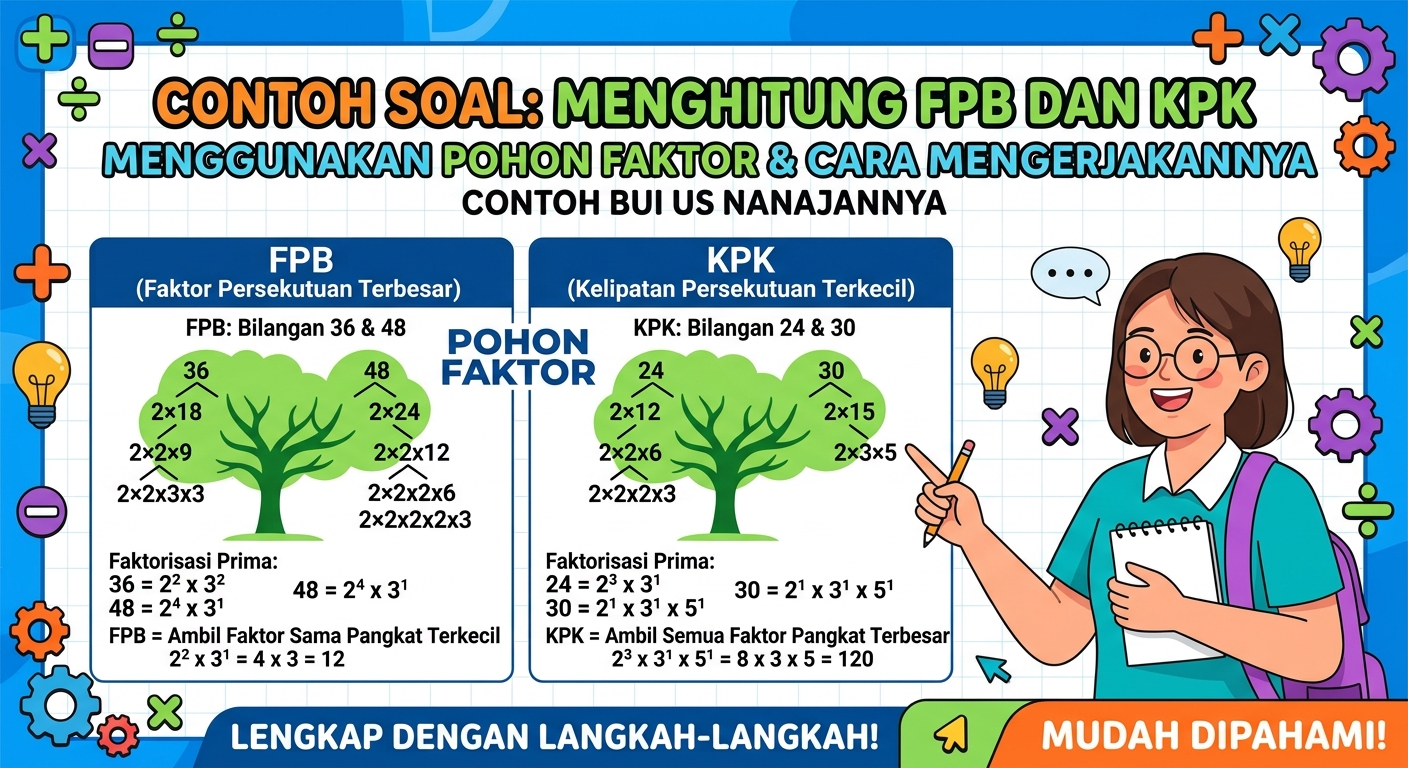 Contoh Soal Menghitung FPB dan KPK Menggunakan Pohon Faktor dan Cara Mengerjakannya