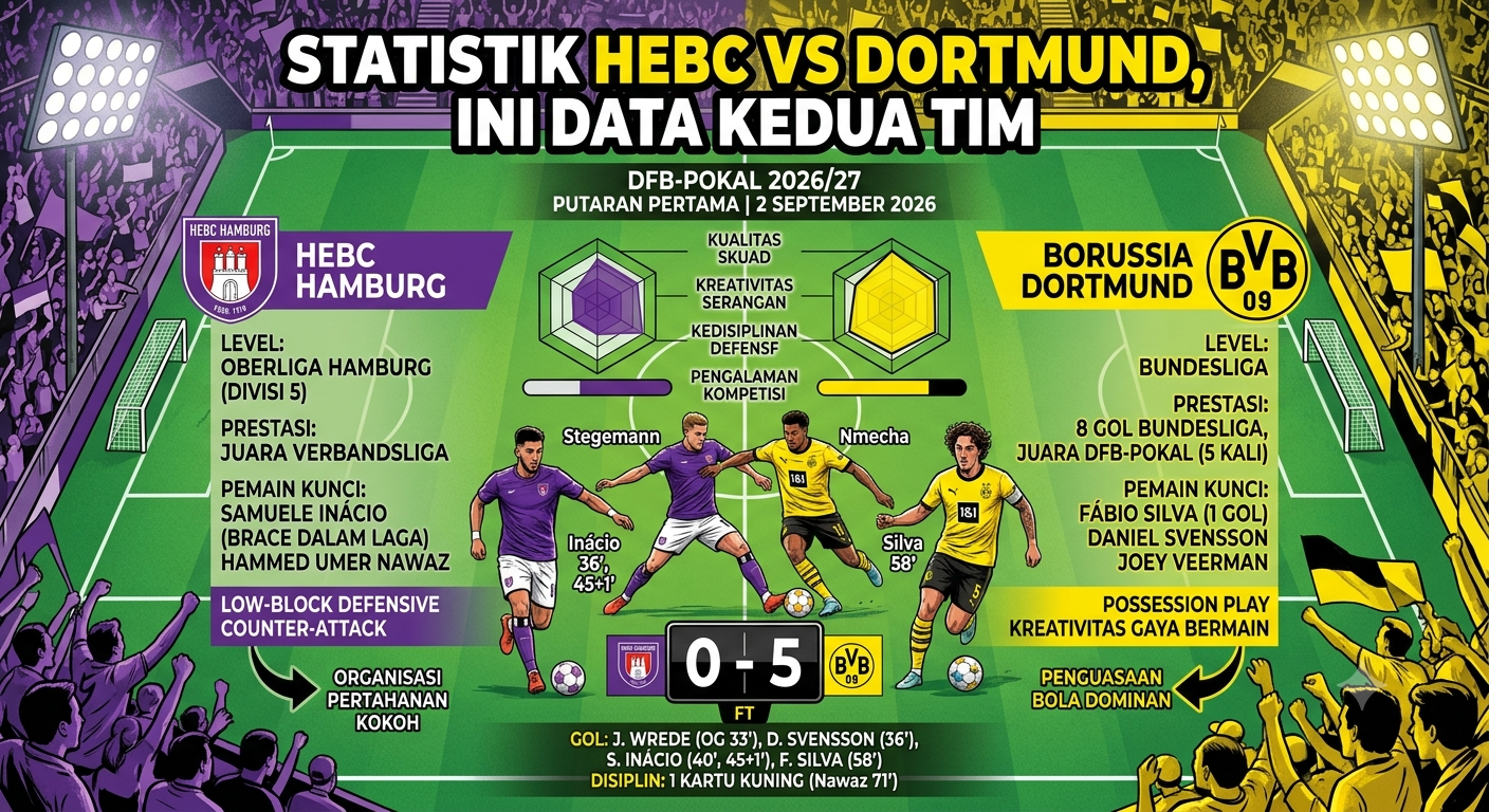 Statistik HEBC vs Dortmund, Ini Data Kedua Tim
