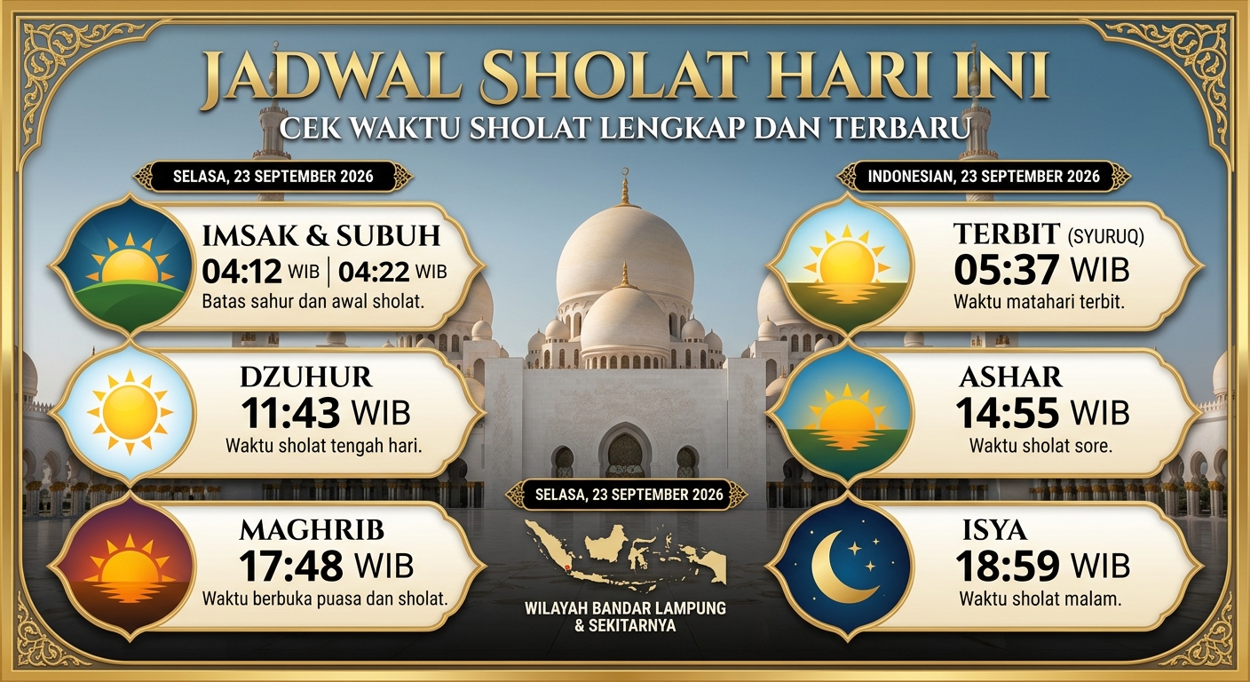 Jadwal Sholat Hari Ini, Cek Waktu Sholat Lengkap dan Terbaru