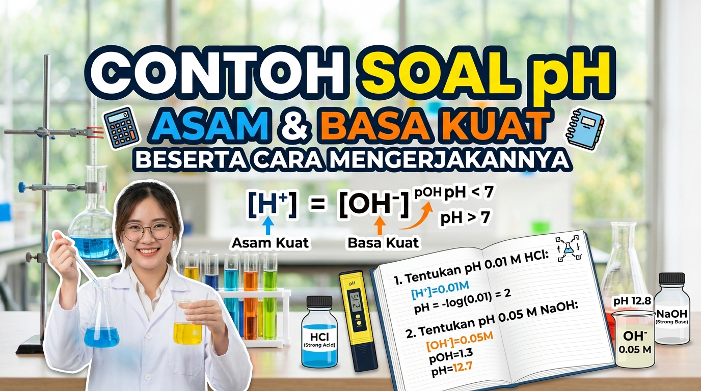 Contoh Soal Menghitung pH Larutan Asam dan Basa Kuat beserta Cara Mengerjakannya