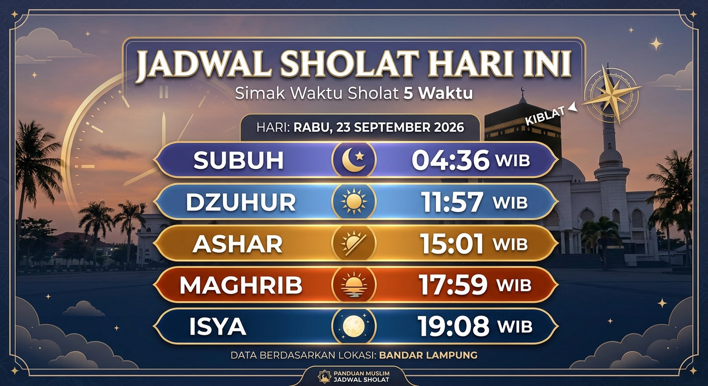 Jadwal Sholat Hari Ini, Simak Waktu Sholat 5 Waktu