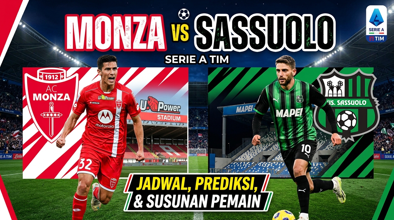 Monza vs Sassuolo: Jadwal, Prediksi, dan Susunan Pemain