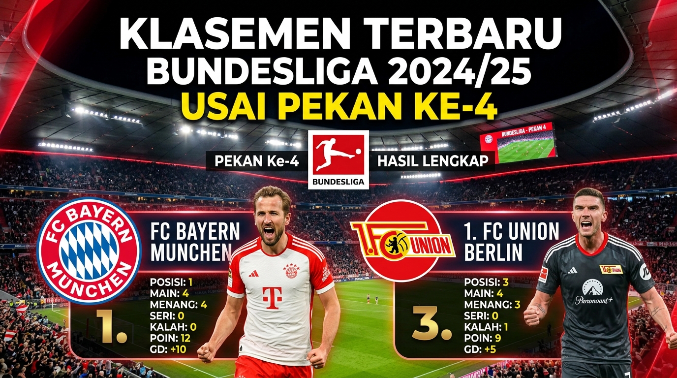 Klasemen Terbaru Bayern Munich dan Union Berlin Usai Pekan ke-4 Bundesliga