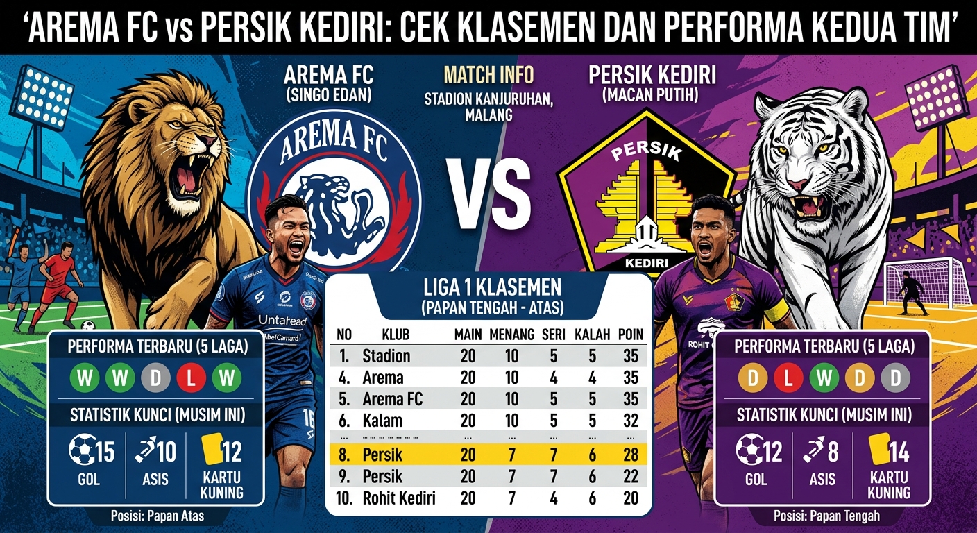 Arema FC vs Persik, Cek Klasemen dan Performa Kedua Tim