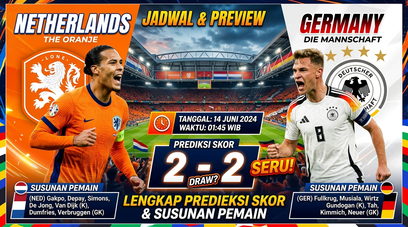 Jadwal Netherlands vs Germany Lengkap dengan Prediksi Skor dan Susunan Pemain