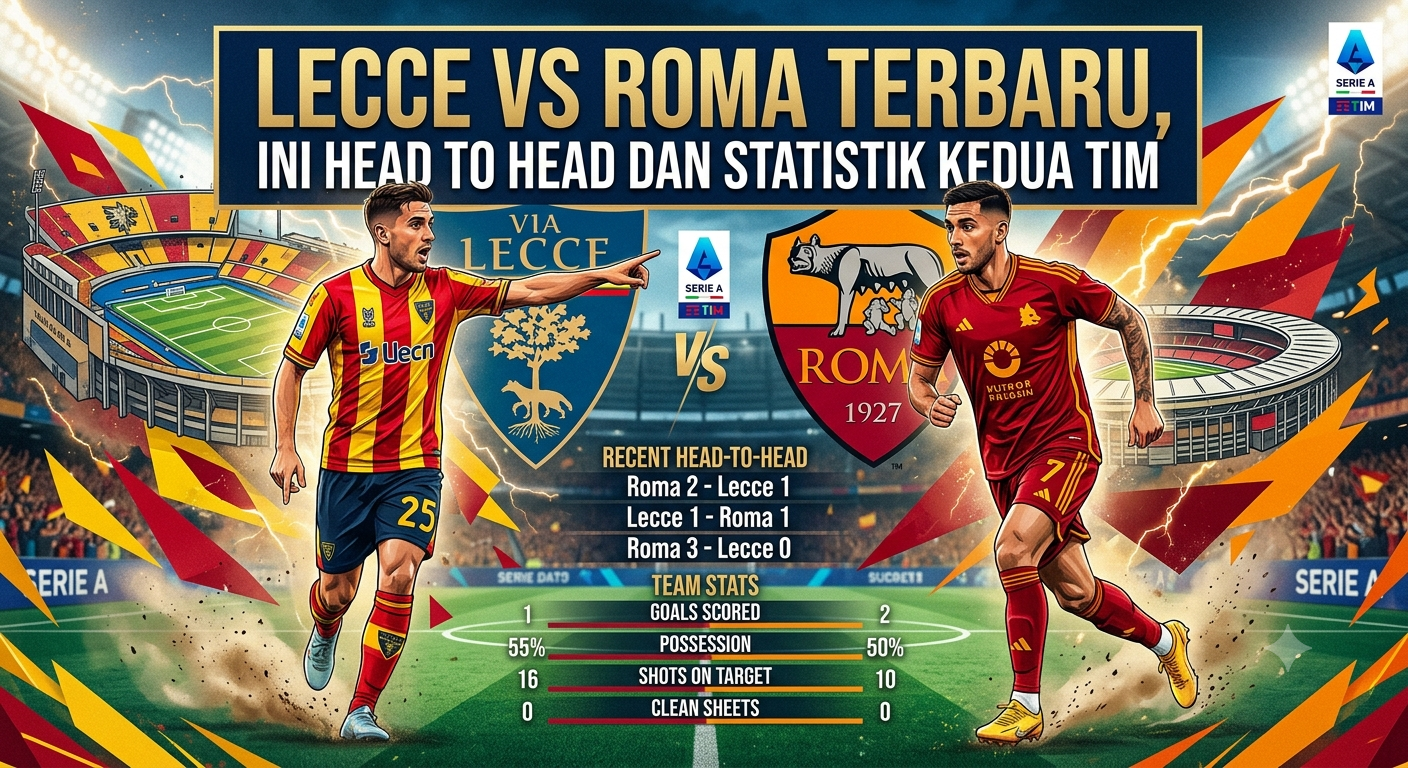 Lecce vs Roma Terbaru, Ini Head to Head dan Statistik Kedua Tim