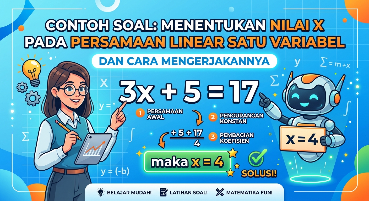 Contoh Soal Menentukan Nilai X pada Persamaan Linear Satu Variabel dan Cara Mengerjakannya