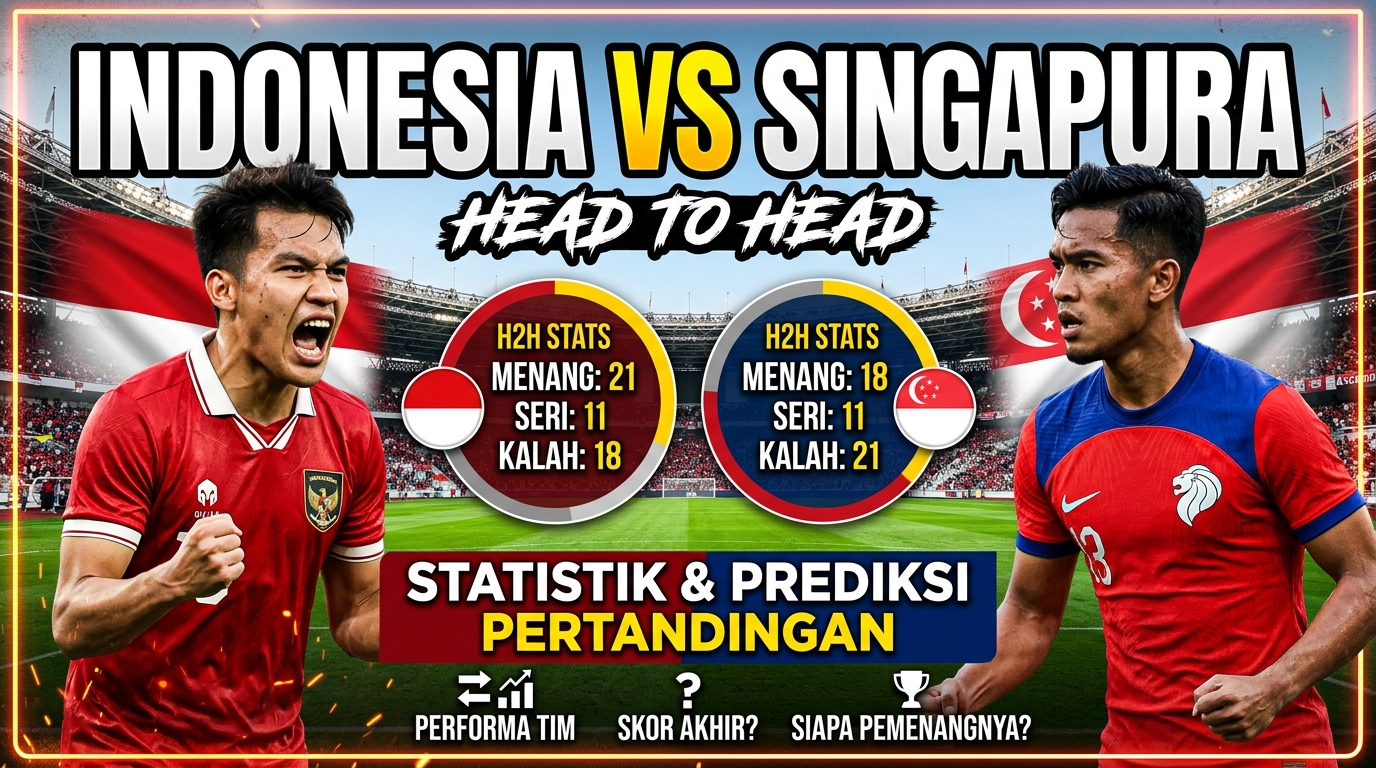 Indonesia vs Singapura: Head to Head, Statistik, dan Prediksi Pertandingan