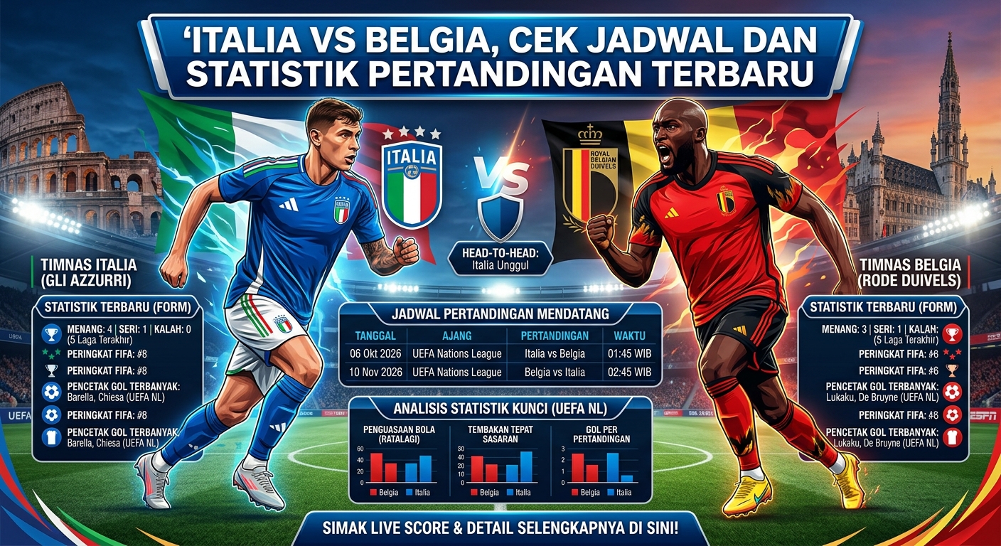 Italia vs Belgia, Cek Jadwal dan Statistik Pertandingan Terbaru