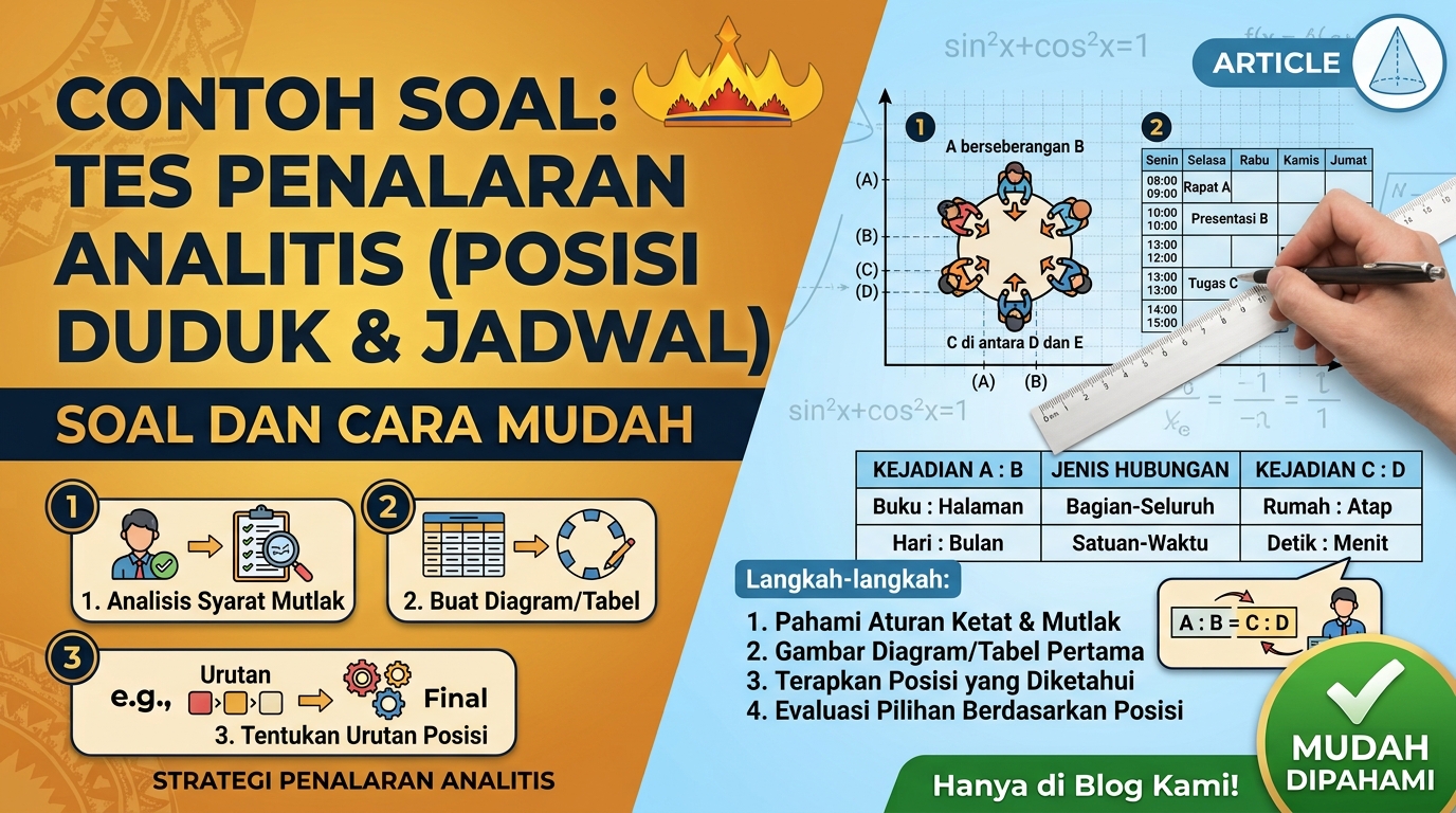 Contoh Soal Tes Penalaran Analitis Posisi Duduk/Jadwal dan Cara Mengerjakannya