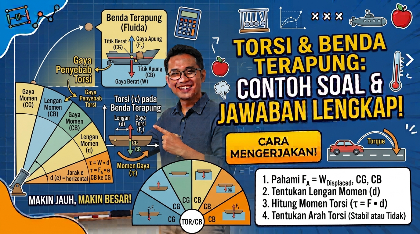 Contoh Soal Momen Gaya (Torsi) pada Benda Terapung dan Cara Mengerjakannya