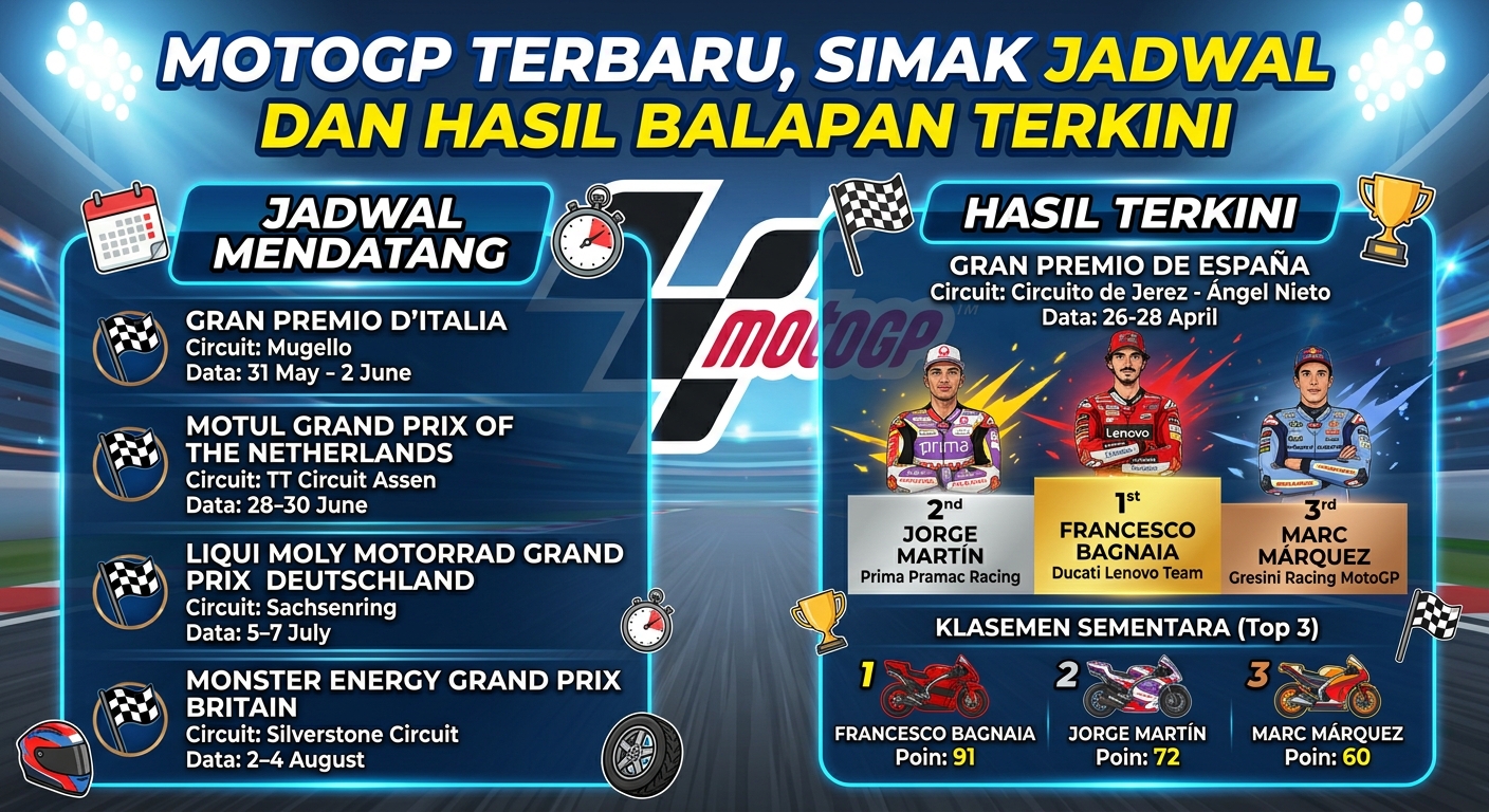 MotoGP Terbaru, Simak Jadwal dan Hasil Balapan Terkini