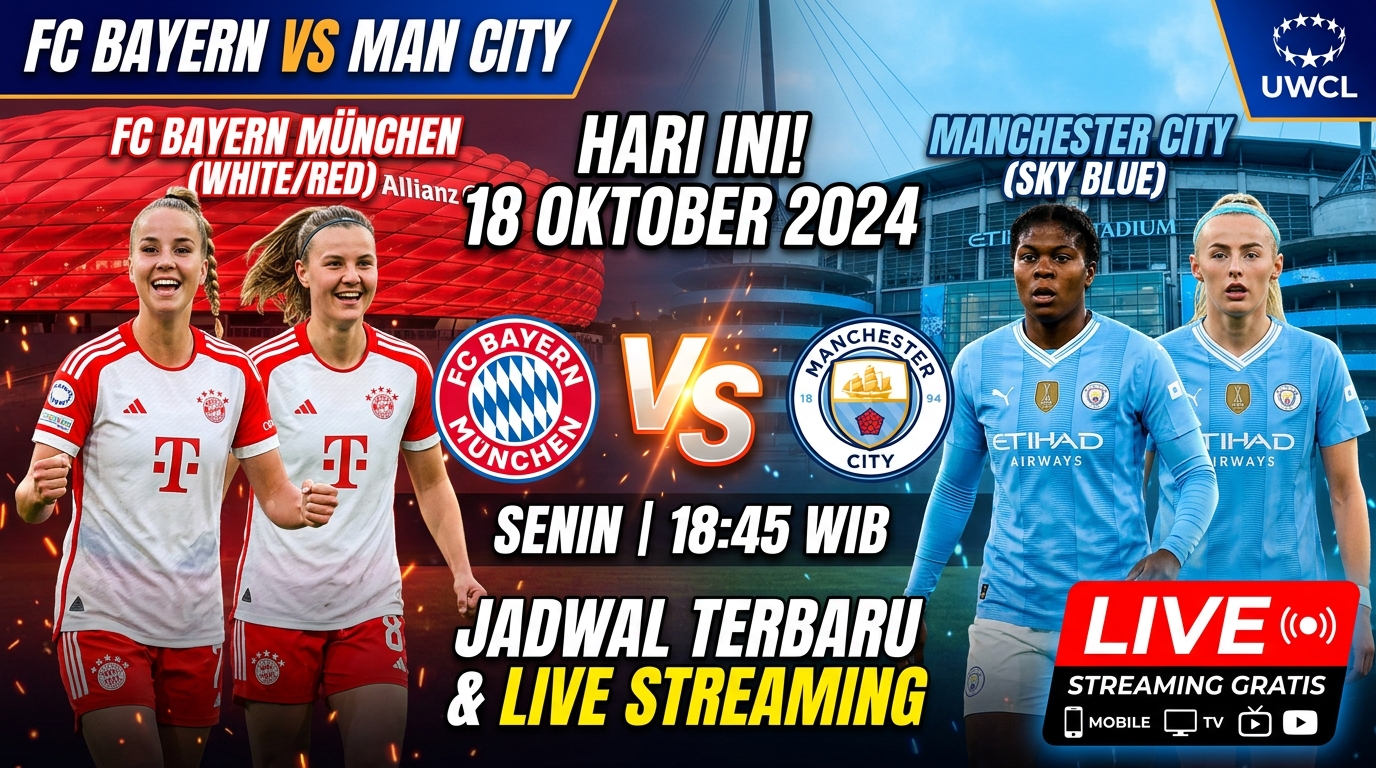 Jadwal FC Bayern München vs Manchester City W.F.C. Terbaru dan Live Streaming