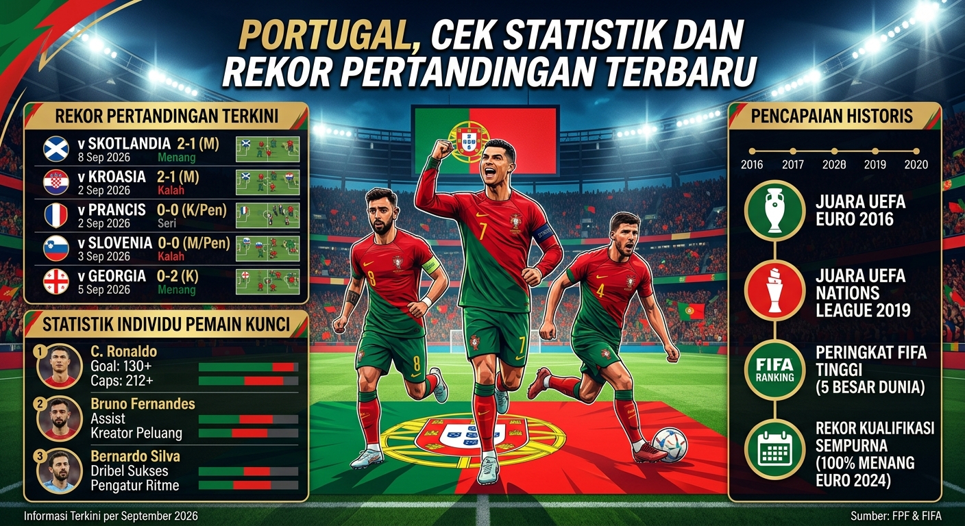 Portugal, Cek Statistik dan Rekor Pertandingan Terbaru