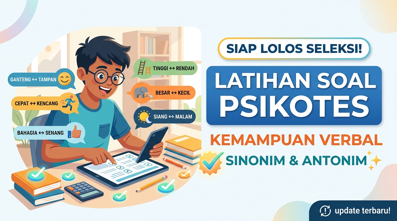 Latihan Soal Psikotes Kemampuan Verbal Sinonim dan Antonim Lengkap dengan Pembahasan