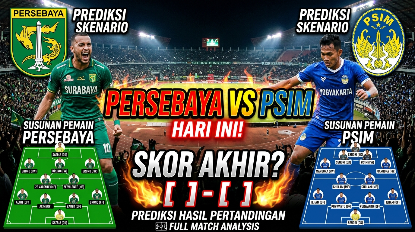 Persebaya vs PSIM Hari Ini: Prediksi Susunan Pemain dan Hasil Pertandingan