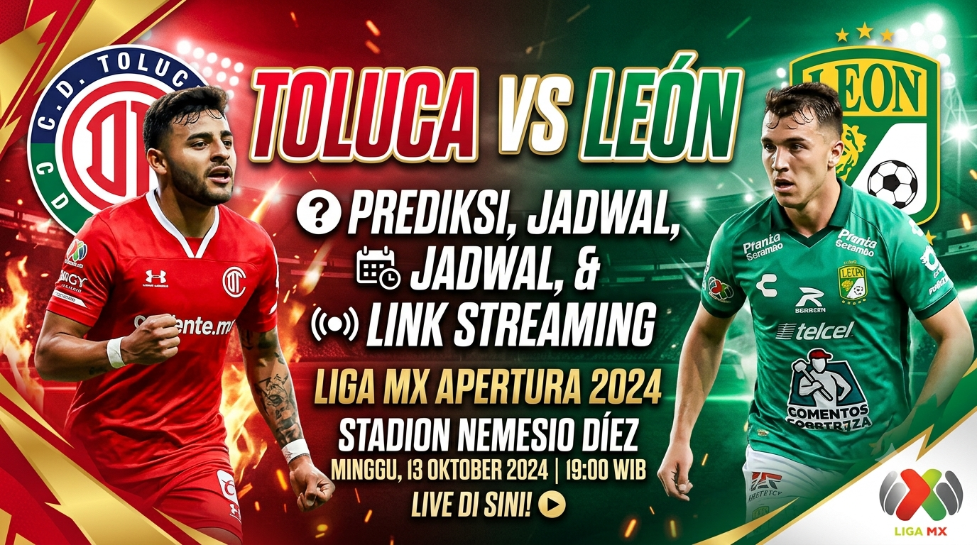 Toluca vs León: Prediksi, Jadwal, dan Link Live Streaming Pertandingan