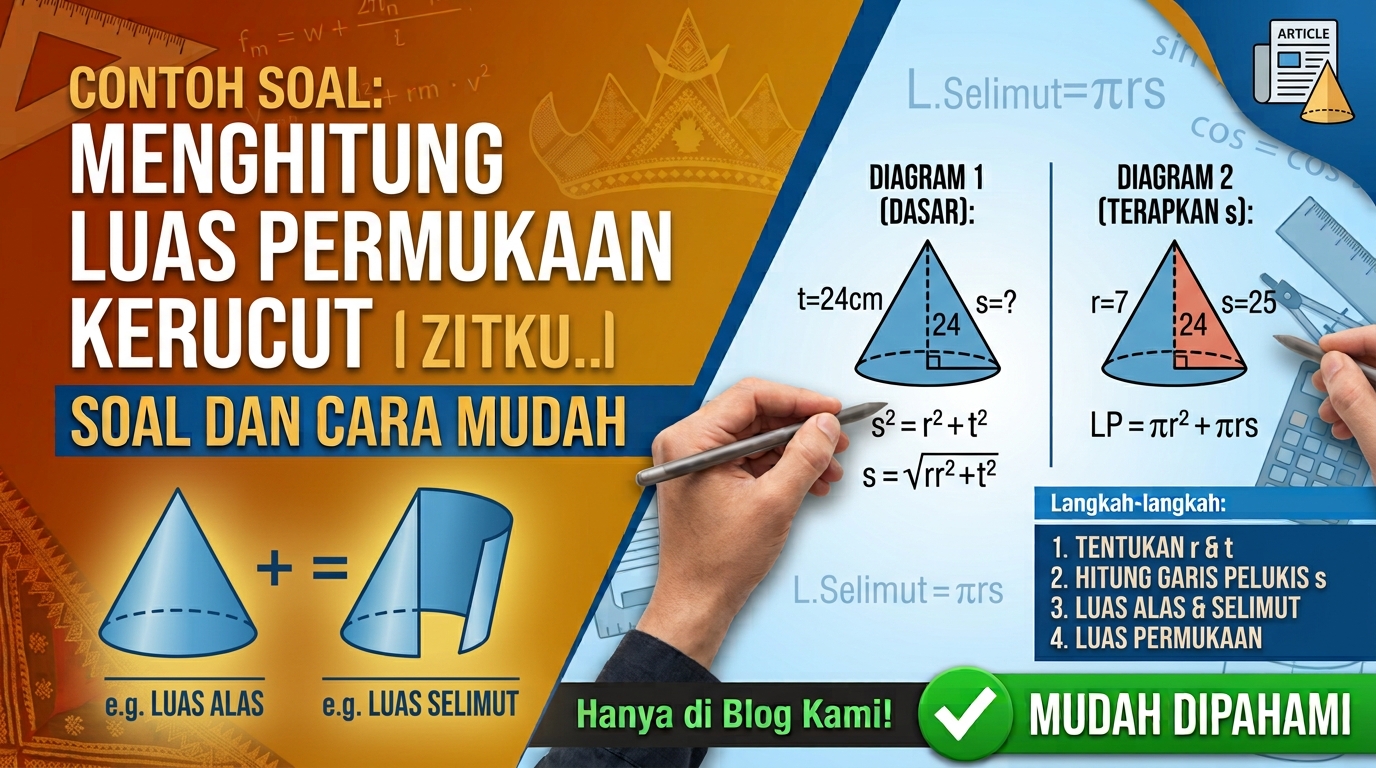 Contoh Soal Menghitung Luas Permukaan Kerucut dan Cara Mengerjakannya
