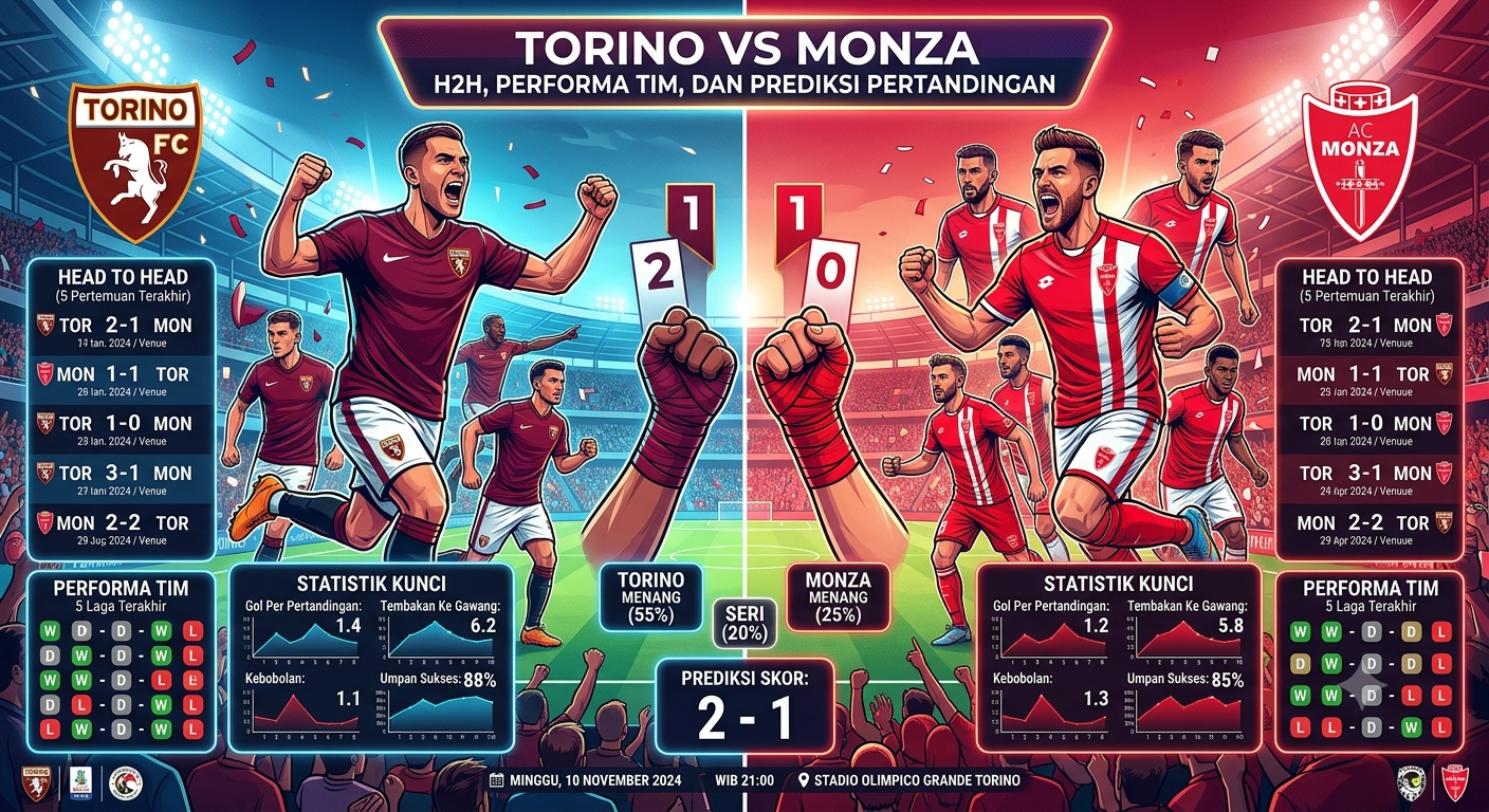 Torino vs Monza Terbaru: H2H, Performa Tim, dan Prediksi Pertandingan