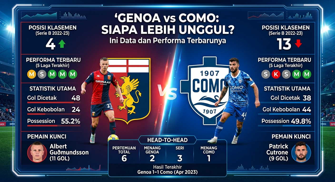 Genoa vs Como, Siapa Lebih Unggul? Ini Data dan Performa Terbarunya