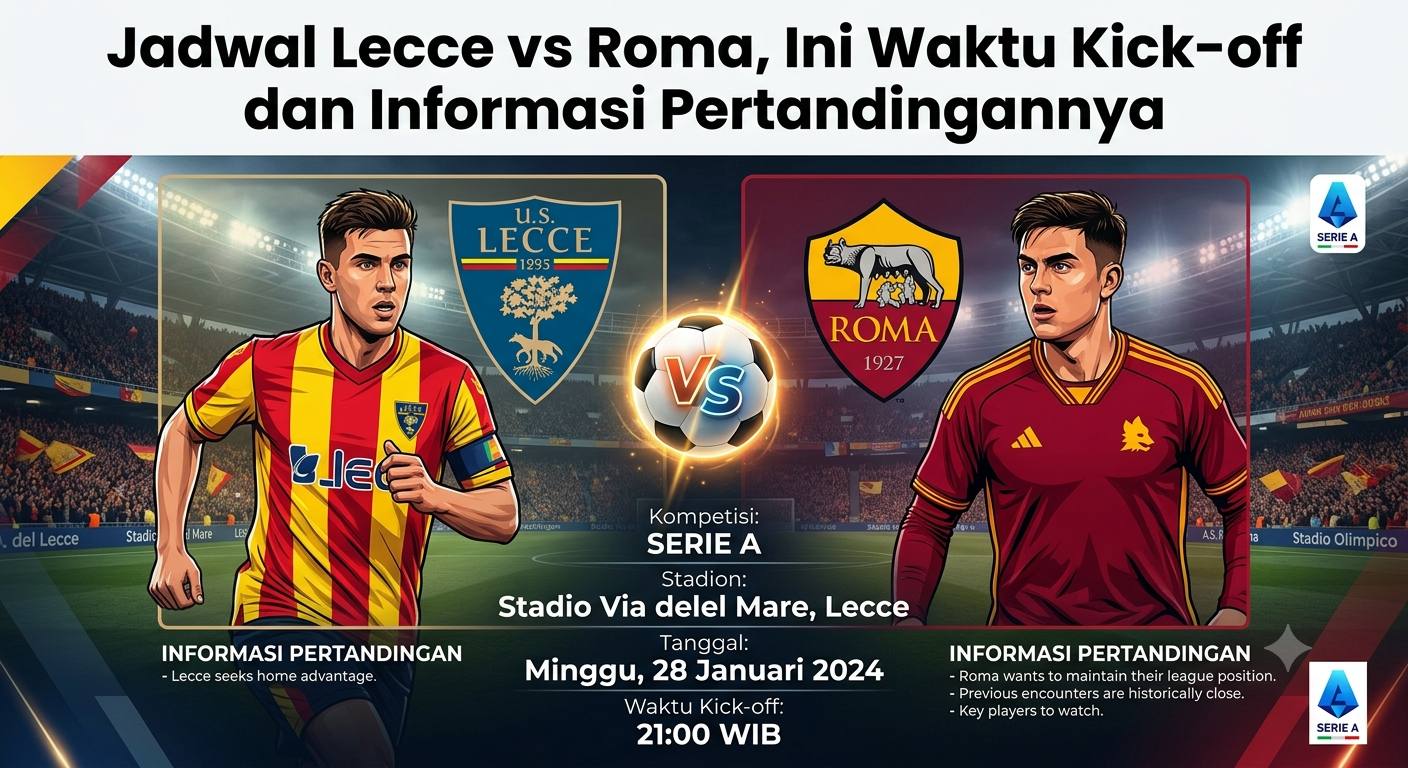 Jadwal Lecce vs Roma, Ini Waktu Kick-off dan Informasi Pertandingannya