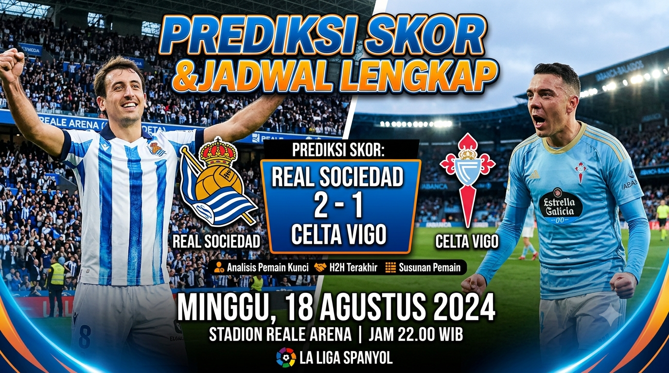 Jadwal Real Sociedad vs Celta Lengkap dengan Prediksi Skor