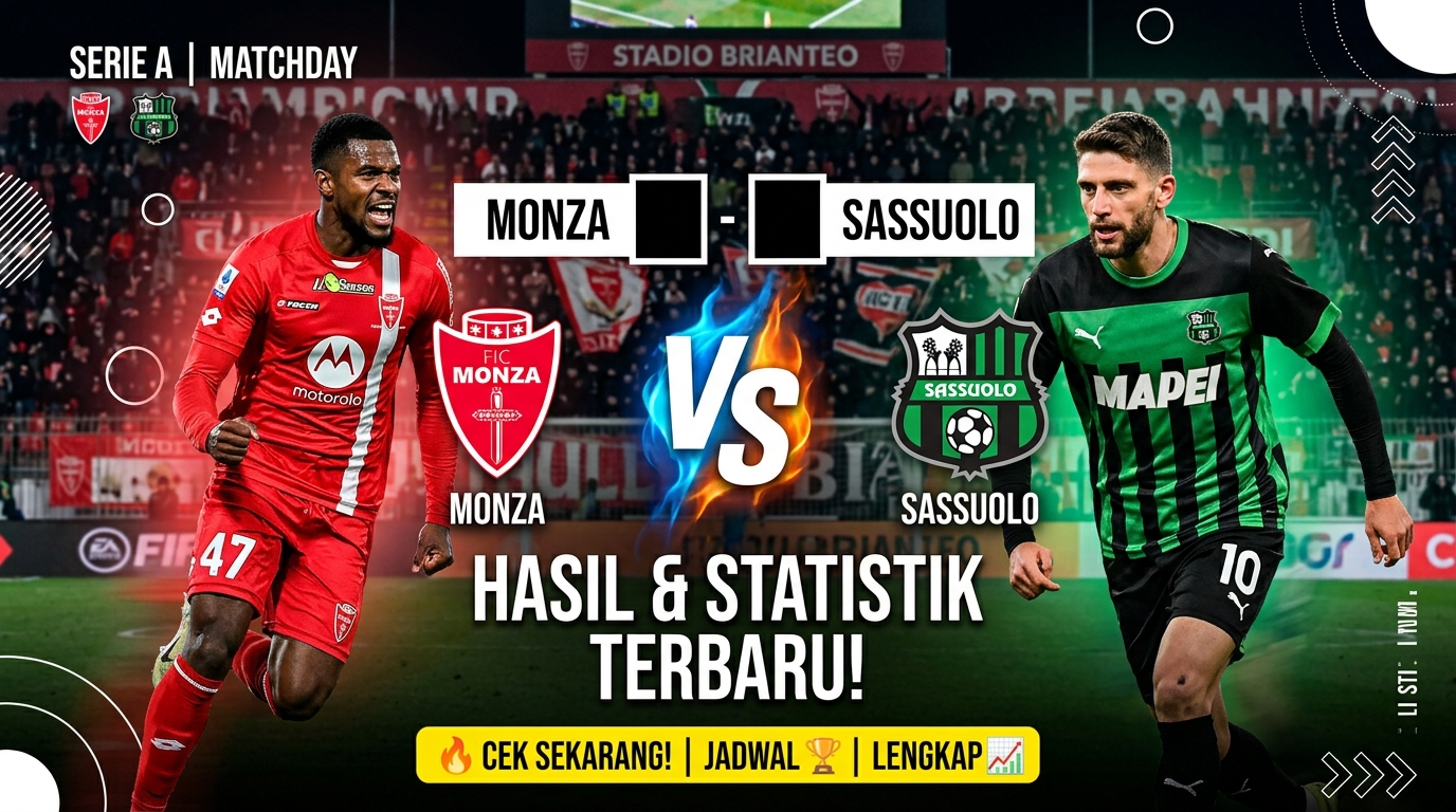 Monza vs Sassuolo, Cek Skor dan Statistik Pertandingan Terbaru