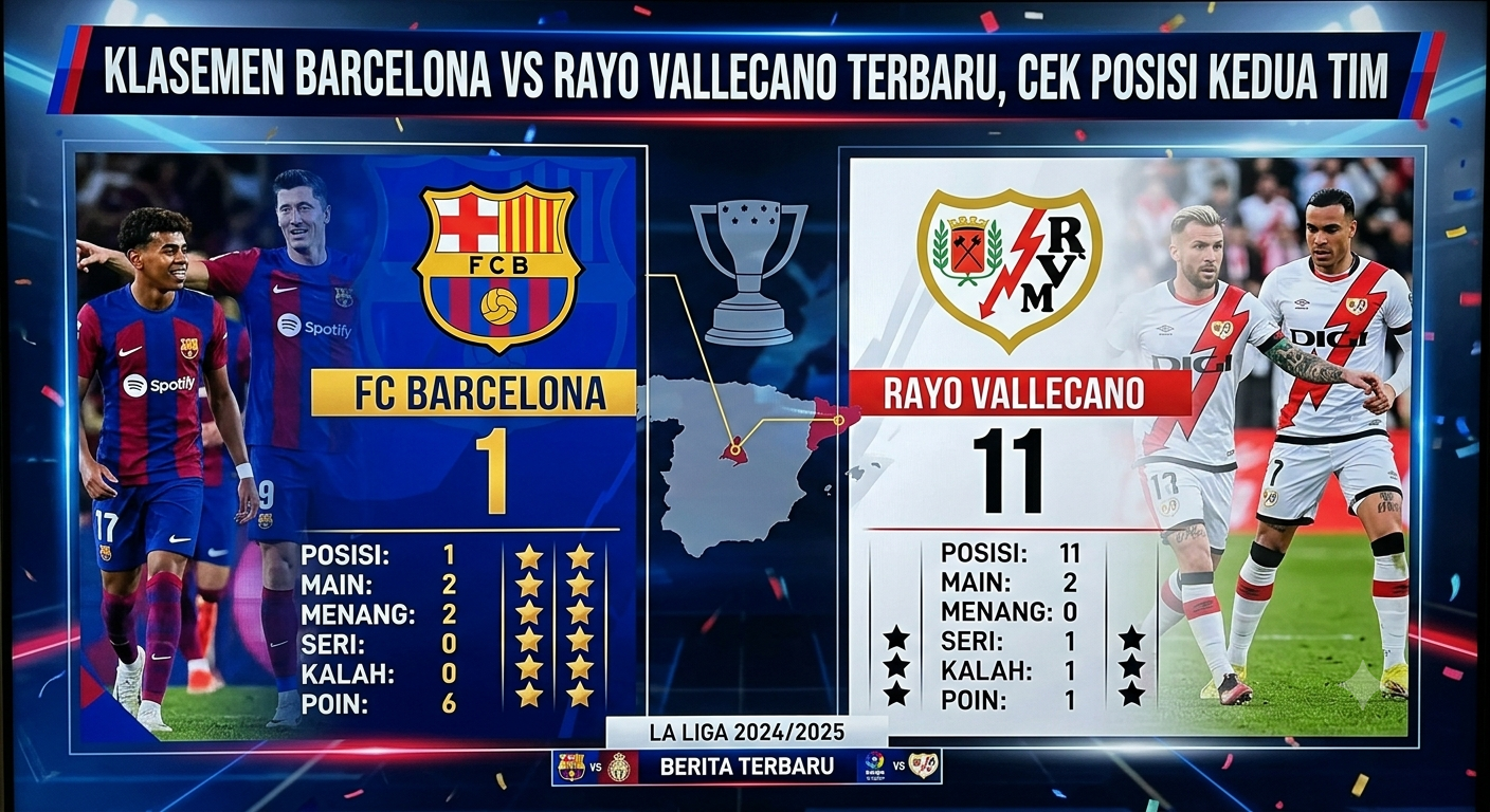 Klasemen Barcelona vs Rayo Vallecano Terbaru, Cek Posisi Kedua Tim