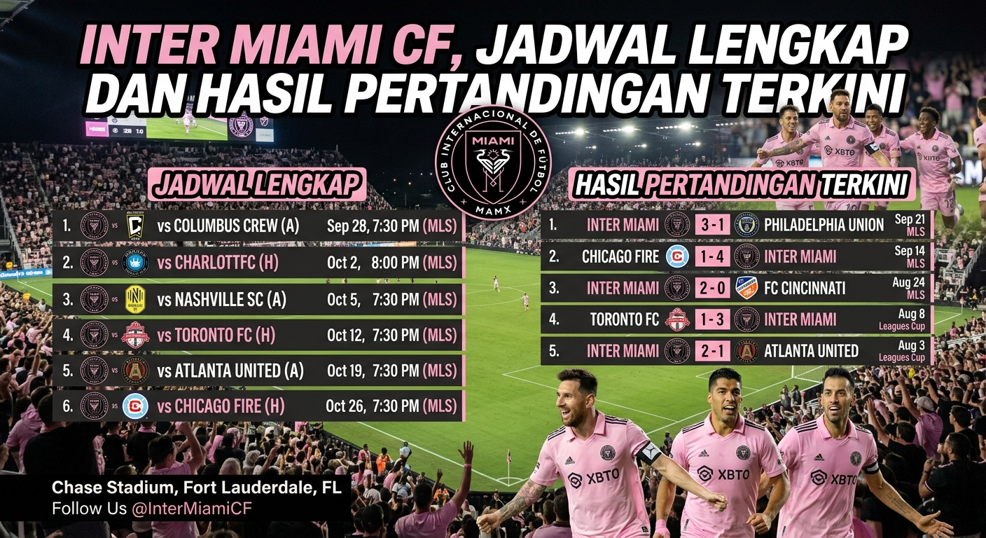 Inter Miami CF, Jadwal Lengkap dan Hasil Pertandingan Terkini