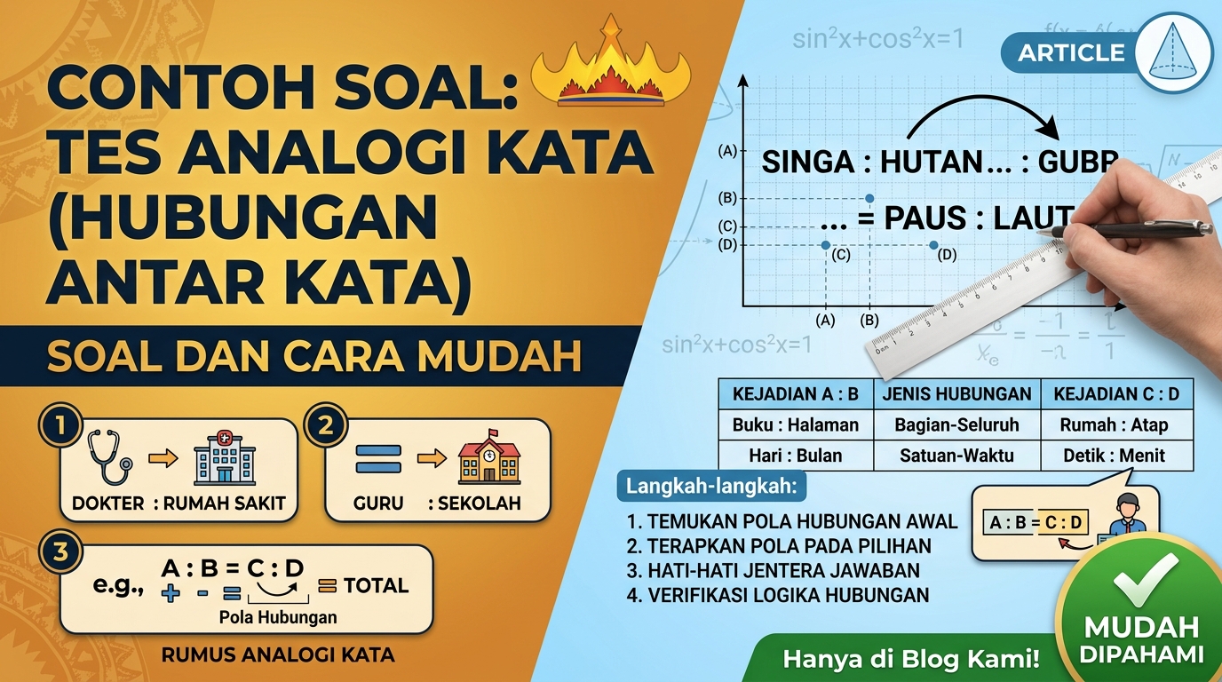 Contoh Soal Tes Analogi Kata (Hubungan Antar Kata) dan Cara Mengerjakannya