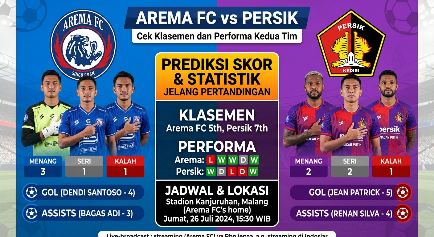 Arema FC vs Persik, Prediksi Skor dan Statistik Jelang Pertandingan
