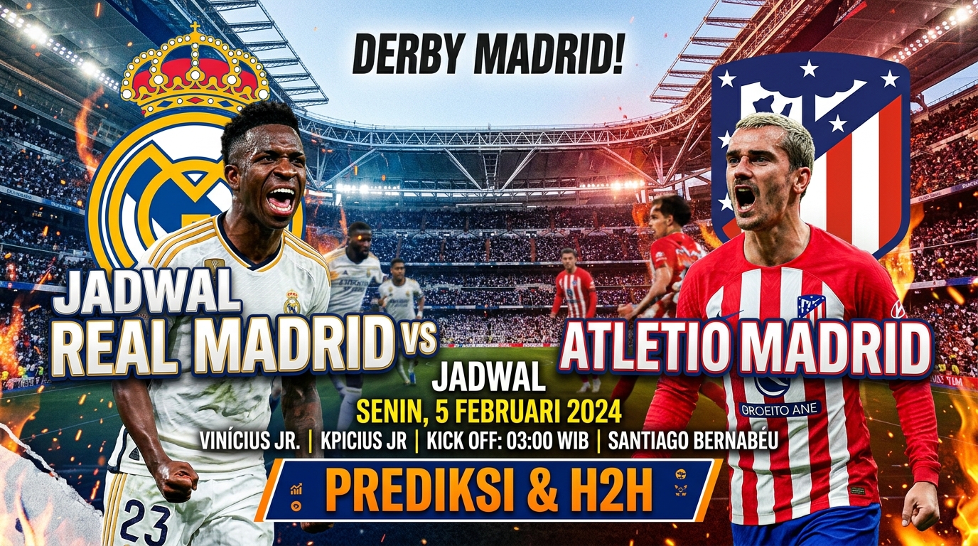Jadwal Real Madrid vs Atlético Madrid, Lengkap dengan Prediksi dan H2H
